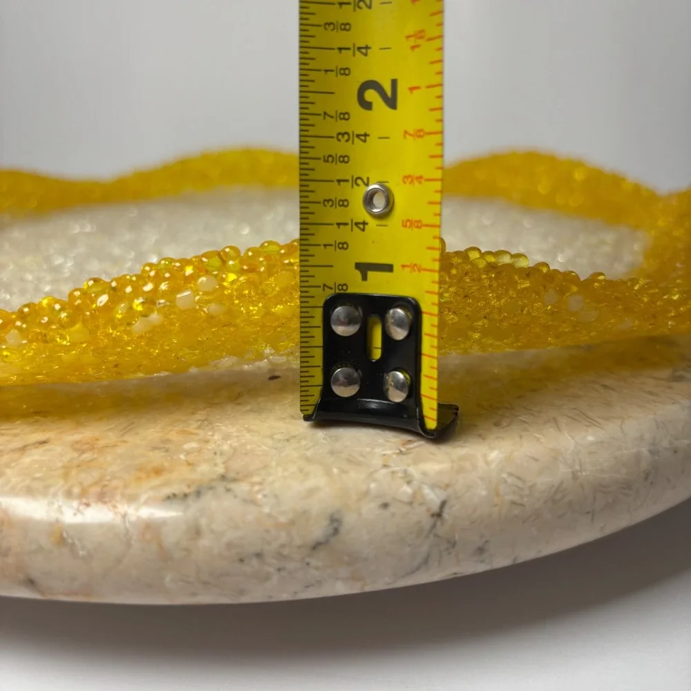 Vintage Melted Plastic‎ Decorative Tray Dish Trinket Yellow Accent Mod MCM Retro